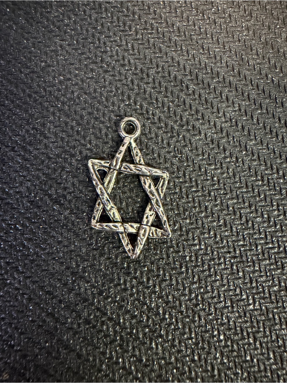Silver Tone Star of David Pendant Charm Textured Judaica Jewelry
